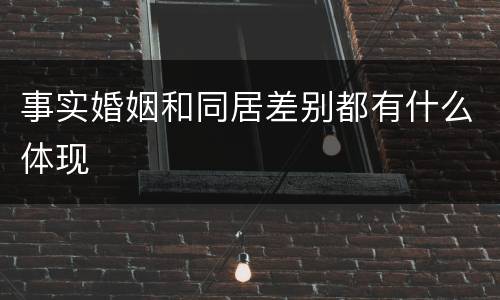 事实婚姻和同居差别都有什么体现