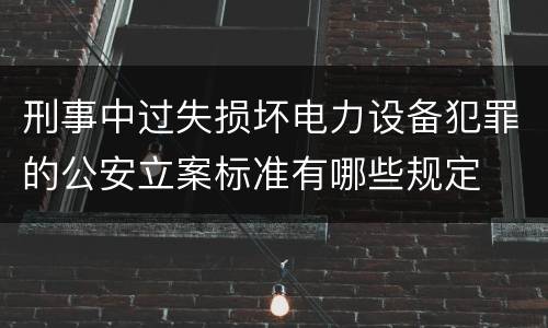 刑事中过失损坏电力设备犯罪的公安立案标准有哪些规定