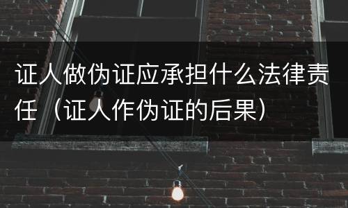证人做伪证应承担什么法律责任（证人作伪证的后果）