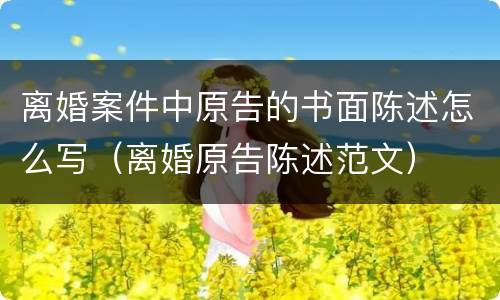 离婚案件中原告的书面陈述怎么写（离婚原告陈述范文）