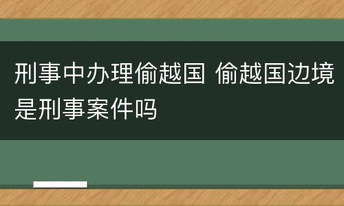 刑事中办理偷越国 偷越国边境是刑事案件吗