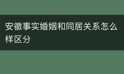安徽事实婚姻和同居关系怎么样区分