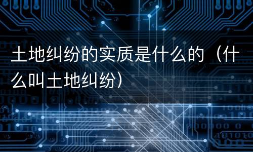土地纠纷的实质是什么的（什么叫土地纠纷）