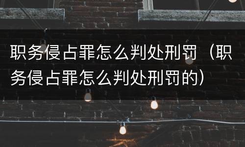 职务侵占罪怎么判处刑罚（职务侵占罪怎么判处刑罚的）