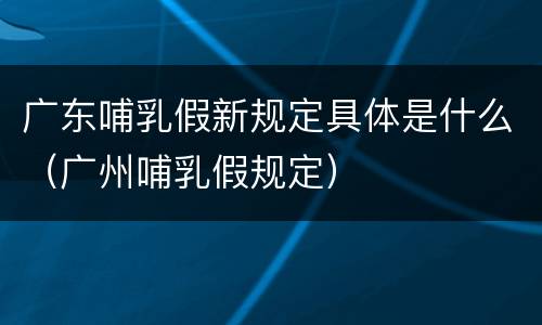 广东哺乳假新规定具体是什么（广州哺乳假规定）