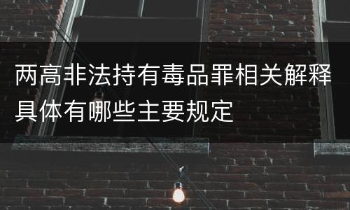 两高非法持有毒品罪相关解释具体有哪些主要规定