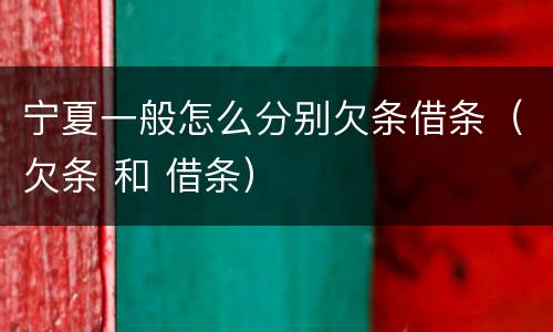 宁夏一般怎么分别欠条借条（欠条 和 借条）