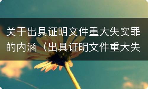 关于出具证明文件重大失实罪的内涵（出具证明文件重大失实罪的构成要件错误的是什么）