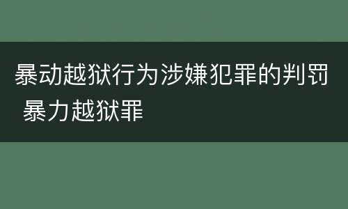 暴动越狱行为涉嫌犯罪的判罚 暴力越狱罪