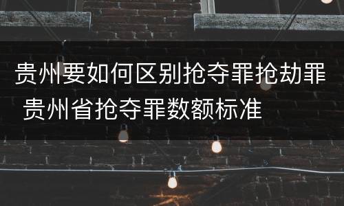 贵州要如何区别抢夺罪抢劫罪 贵州省抢夺罪数额标准