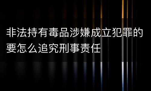 非法持有毒品涉嫌成立犯罪的要怎么追究刑事责任