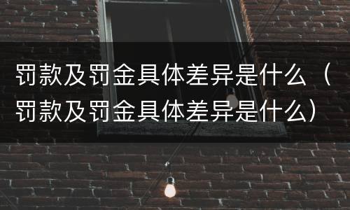 罚款及罚金具体差异是什么（罚款及罚金具体差异是什么）