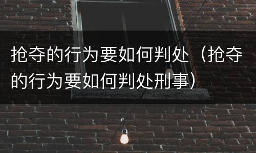 抢夺的行为要如何判处（抢夺的行为要如何判处刑事）