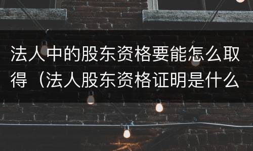 法人中的股东资格要能怎么取得（法人股东资格证明是什么）