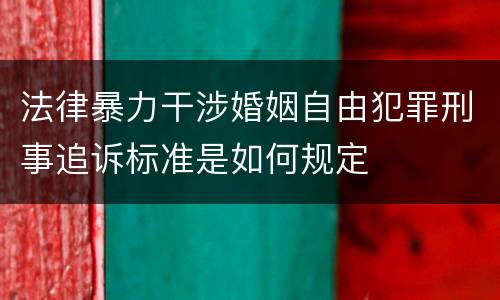 法律暴力干涉婚姻自由犯罪刑事追诉标准是如何规定