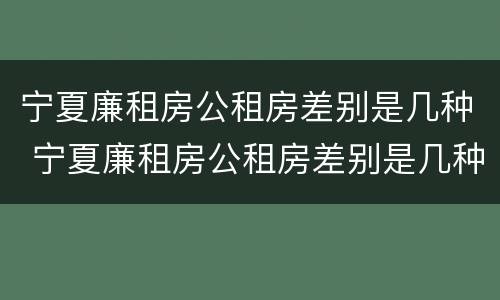 宁夏廉租房公租房差别是几种 宁夏廉租房公租房差别是几种房