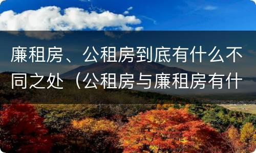 廉租房、公租房到底有什么不同之处（公租房与廉租房有什么不同）