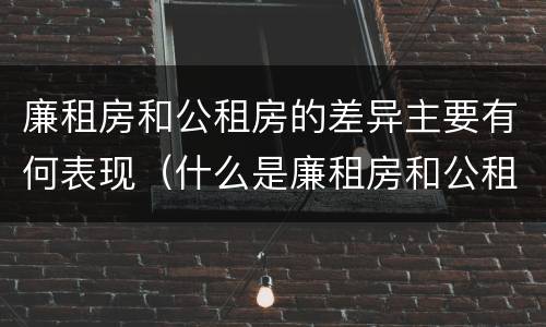 廉租房和公租房的差异主要有何表现（什么是廉租房和公租房两个有什么特点）