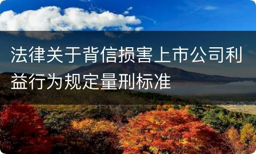 法律关于背信损害上市公司利益行为规定量刑标准