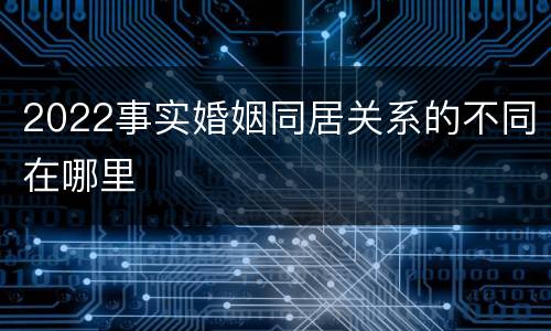 2022事实婚姻同居关系的不同在哪里