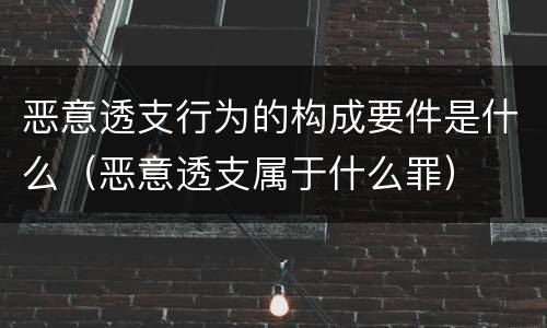 恶意透支行为的构成要件是什么（恶意透支属于什么罪）