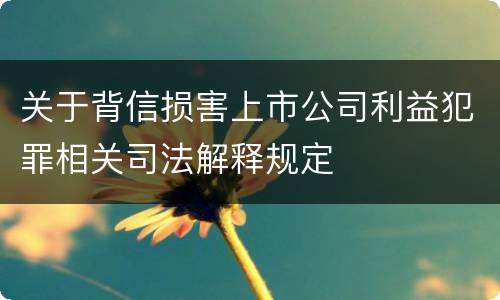 关于背信损害上市公司利益犯罪相关司法解释规定