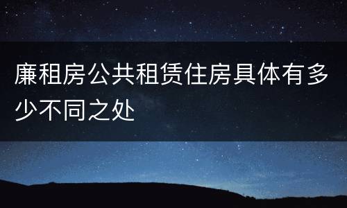 廉租房公共租赁住房具体有多少不同之处