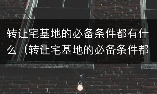 转让宅基地的必备条件都有什么（转让宅基地的必备条件都有什么内容）