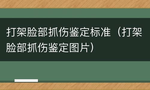 打架脸部抓伤鉴定标准（打架脸部抓伤鉴定图片）