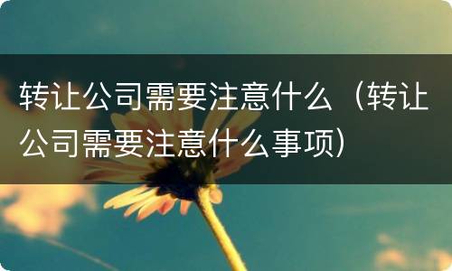 转让公司需要注意什么（转让公司需要注意什么事项）