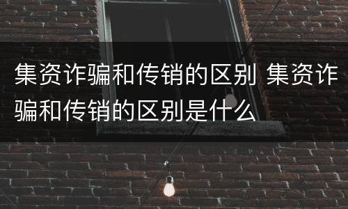 集资诈骗和传销的区别 集资诈骗和传销的区别是什么