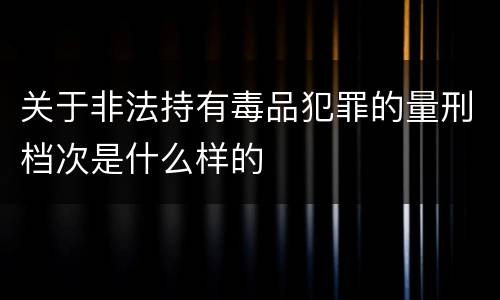 关于非法持有毒品犯罪的量刑档次是什么样的