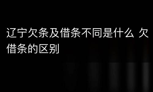 辽宁欠条及借条不同是什么 欠借条的区别