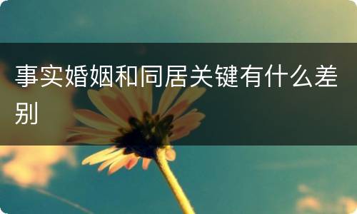 事实婚姻和同居关键有什么差别