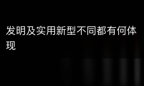 发明及实用新型不同都有何体现