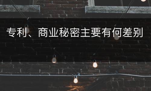 专利、商业秘密主要有何差别