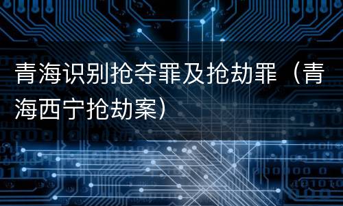 青海识别抢夺罪及抢劫罪（青海西宁抢劫案）