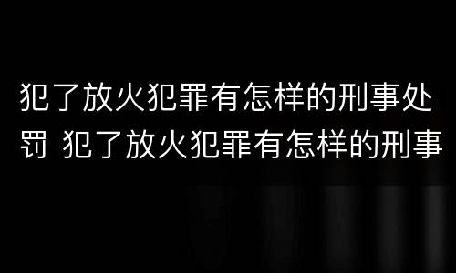 犯了放火犯罪有怎样的刑事处罚 犯了放火犯罪有怎样的刑事处罚