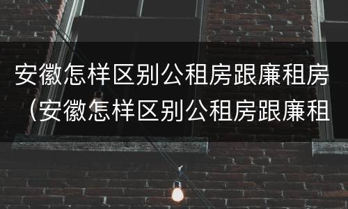 安徽怎样区别公租房跟廉租房（安徽怎样区别公租房跟廉租房的区别）