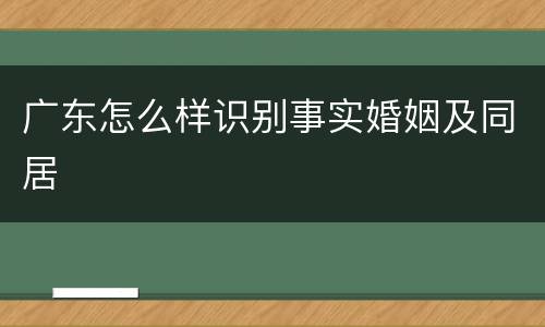 广东怎么样识别事实婚姻及同居