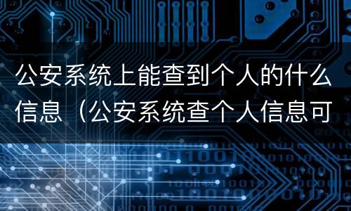 公安系统上能查到个人的什么信息（公安系统查个人信息可以查到什么）