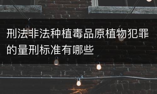 刑法非法种植毒品原植物犯罪的量刑标准有哪些
