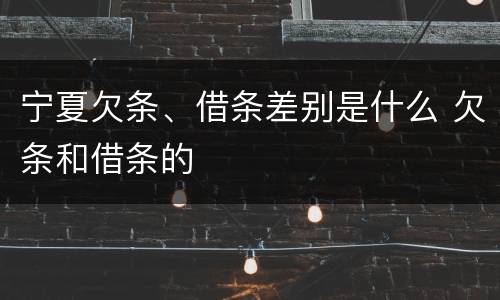 宁夏欠条、借条差别是什么 欠条和借条的