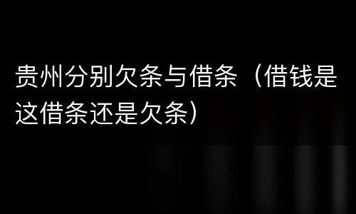 贵州分别欠条与借条（借钱是这借条还是欠条）