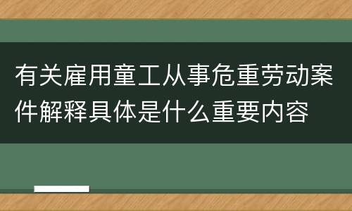 有关雇用童工从事危重劳动案件解释具体是什么重要内容