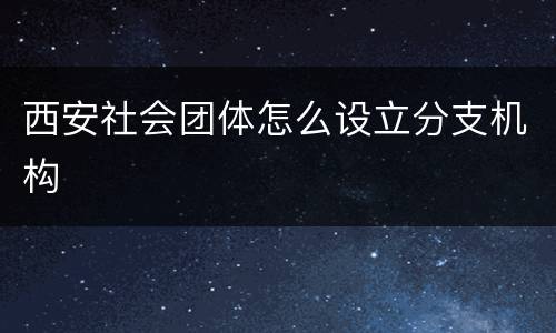 西安社会团体怎么设立分支机构