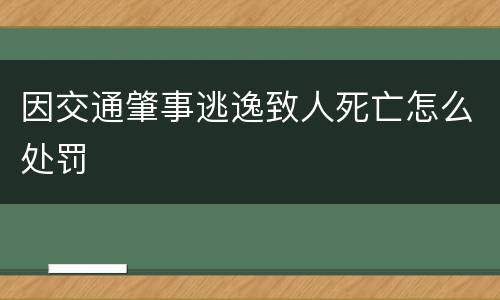 因交通肇事逃逸致人死亡怎么处罚