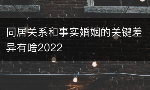 同居关系和事实婚姻的关键差异有啥2022