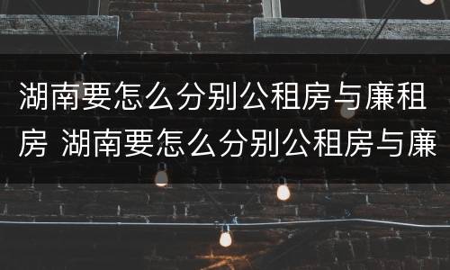 湖南要怎么分别公租房与廉租房 湖南要怎么分别公租房与廉租房呢