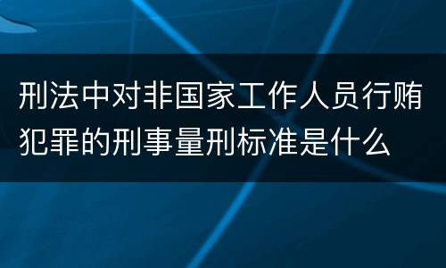 刑法中对非国家工作人员行贿犯罪的刑事量刑标准是什么